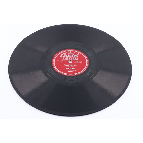 Jackie Guthrie / Jimmy Wakely - Shame On You / Oklahoma Hills 10" 78 rpm Record - Picture 3 of 6